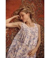 Eileen West Floral Print Sleeveless Sweetheart Neck Woven Cotton Ballet Nightgown