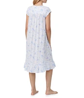 Eileen West Floral Print Soft Cotton Modal Knit Cap Sleeve Waltz Nightgown