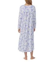 Eileen West Floral Print Sweater Knit Long Sleeve V-Neck Nightgown