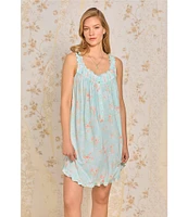 Eileen West Floral Sleeveless Sweetheart Neck Short Chemise