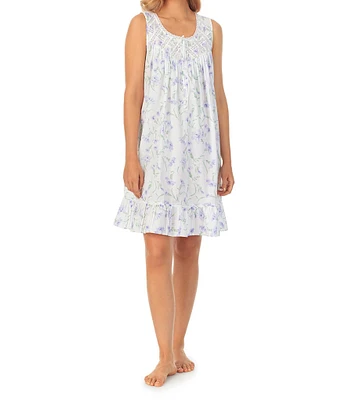 Eileen West Lace Sleeveless Scoop Neck Woven Floral Print Chemise