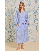 Eileen West Long Sleeve Floral Cotton Chambray Ballet Robe