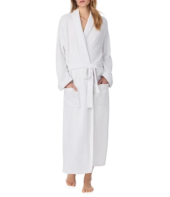 Eileen West Long Sleeve Shawl Collar Silky Waffle Knit Long Robe