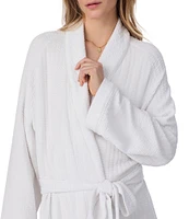 Eileen West Long Sleeve Shawl Collar Silky Waffle Knit Long Robe