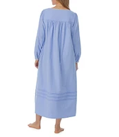 Eileen West Long Sleeve Sweetheart Neck Cotton Flannel Ballet Nightgown