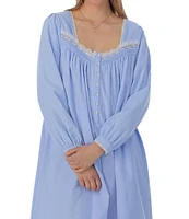 Eileen West Long Sleeve Sweetheart Neck Cotton Flannel Ballet Nightgown