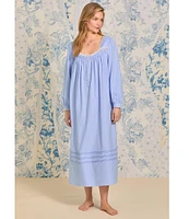 Eileen West Long Sleeve Sweetheart Neck Cotton Flannel Ballet Nightgown