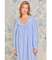 Eileen West Long Sleeve Sweetheart Neck Cotton Flannel Ballet Nightgown