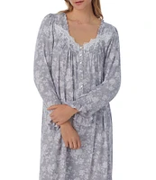 Eileen West Long Sleeve Sweetheart Neck Modal Jersey Floral Nightgown