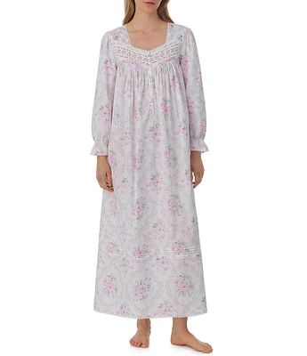 Eileen West Long Sleeve Sweetheart Neck Woven Ballet Nightgown