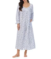 Eileen West Long Sleeve Sweetheart Neck Woven Button-Front Floral Robe