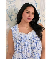 Eileen West Plus Size Floral Print Sleeveless Sweetheart Neck Woven Ballet Nightgown