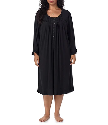 Eileen West Plus Size Round Neck Long Sleeve Waltz Nightgown