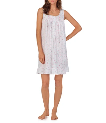 Eileen West Rosebud Cotton Pointelle Jersey Scoop Neck Chemise