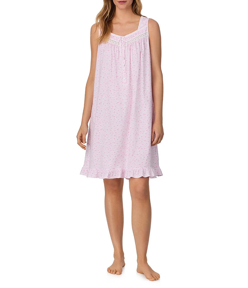 Eileen West Scroll Floral Jersey Knit Sleeveless Sweetheart Neck Chemise