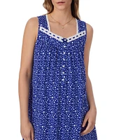 Eileen West Shell Print Sleeveless Sweetheart Neck Jersey Knit Short Nightgown