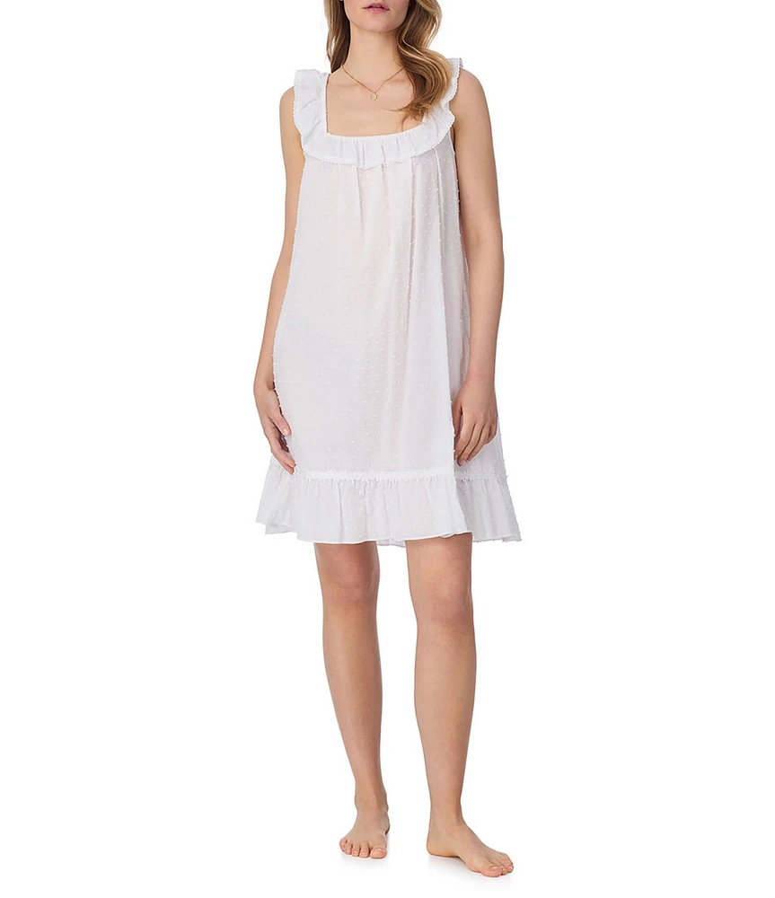 Eileen West Sleeveless Square Neck Woven Cotton Short Chemise
