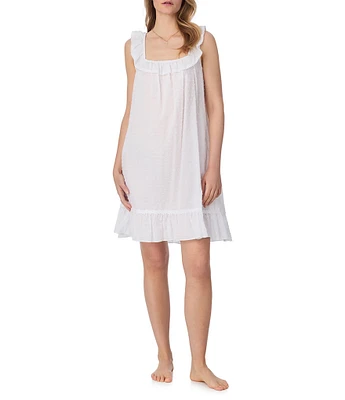 Eileen West Sleeveless Square Neck Woven Cotton Short Chemise