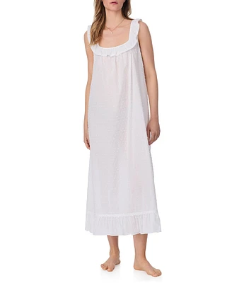 Eileen West Sleeveless Square Neck Woven Swiss Dot Ballet Nightgown