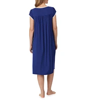 Eileen West Solid Cap Sleeve Sweetheart Neck Jersey Knit Waltz Nightgown
