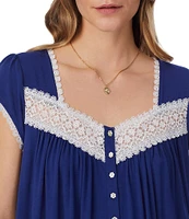 Eileen West Solid Cap Sleeve Sweetheart Neck Jersey Knit Waltz Nightgown