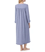 Eileen West Solid Interlock Knit Long Sleeve Round Neck Ballet Nightgown