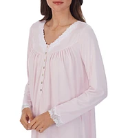 Eileen West Solid Sweater Knit Long Sleeve V-Neck Nightgown