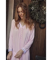 Eileen West Solid Sweater Knit Long Sleeve V-Neck Nightgown