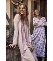 Eileen West Solid Sweater Knit Long Sleeve V-Neck Nightgown