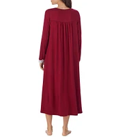 Eileen West Solid Sweater Knit Long Sleeve V-Neck Nightgown