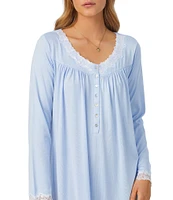 Eileen West Solid Sweater Knit Long Sleeve V-Neck Nightgown