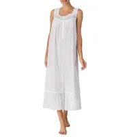 Eileen West Solid Swiss Dot Sleeveless Square Neck Ballet Nightgown