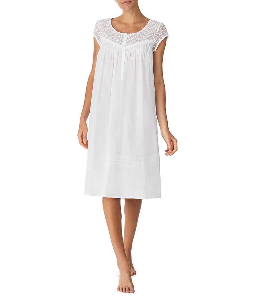Eileen West Solid Woven Cap Sleeve Scoop Neck Waltz Nightgown