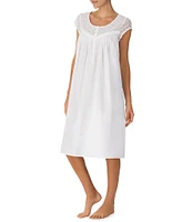 Eileen West Solid Woven Cap Sleeve Scoop Neck Waltz Nightgown