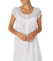 Eileen West Solid Woven Cap Sleeve Scoop Neck Waltz Nightgown