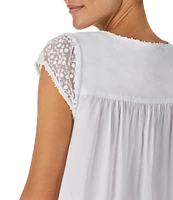 Eileen West Solid Woven Cap Sleeve Scoop Neck Waltz Nightgown