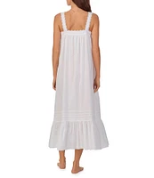 Eileen West Solid Woven Sleeveless Square Neck Ruffled Nightgown