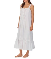 Eileen West Solid Woven Sleeveless Square Neck Ruffled Nightgown