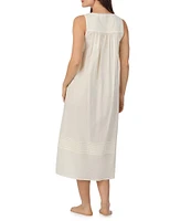 Eileen West Solid Woven Sleeveless Sweetheart Neck Partial Button-Front Ballet Nightgown