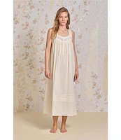 Eileen West Solid Woven Sleeveless Sweetheart Neck Partial Button-Front Ballet Nightgown