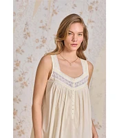 Eileen West Solid Woven Sleeveless Sweetheart Neck Partial Button-Front Ballet Nightgown