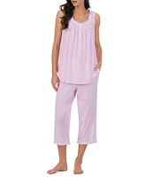 Eileen West Stripe Print Sleeveless Square Neck Knit Capri Pajama Set