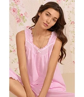 Eileen West Stripe Print Sleeveless Square Neck Knit Capri Pajama Set