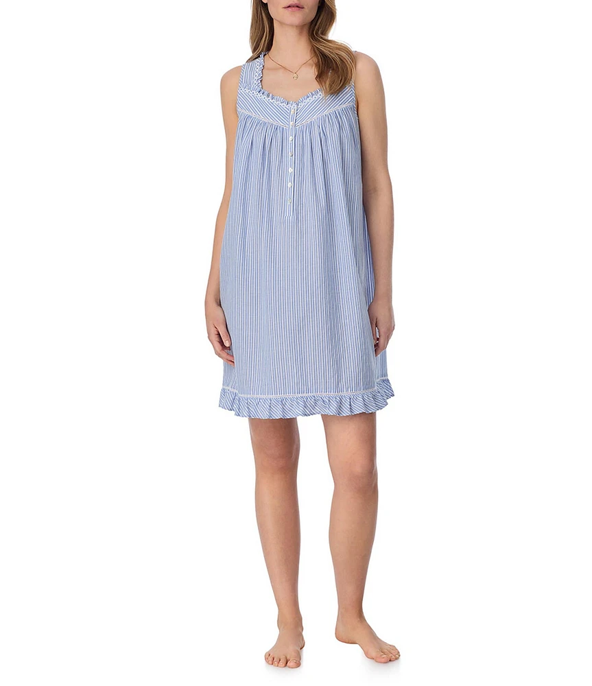Eileen West Stripe Print Sleeveless Sweetheart Neck Woven Chemise