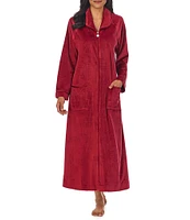 Cozy Velour Long Sleeve Zip-Front Robe