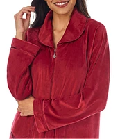 Cozy Velour Long Sleeve Zip-Front Robe