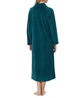 Cozy Velour Long Sleeve Zip-Front Robe