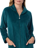 Cozy Velour Long Sleeve Zip-Front Robe