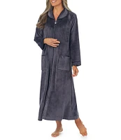 Cozy Velour Long Sleeve Zip-Front Robe