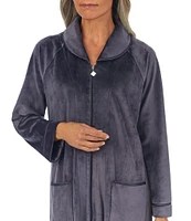 Cozy Velour Long Sleeve Zip-Front Robe